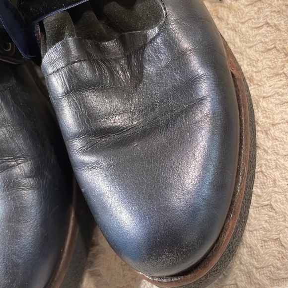 Casta Navy Blue Suede/Leather Velvet Lace Up Side ZipperTextured Rubber Sole - Picture 11 of 11